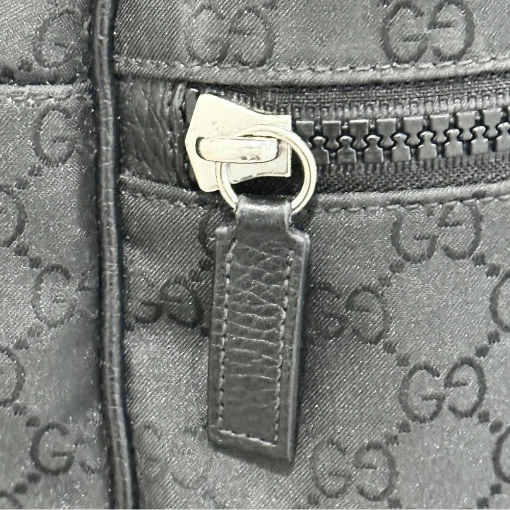 GUCCI Logo Leather Logo Nylon schoolbag Backpack Black - Picture 5 of 14